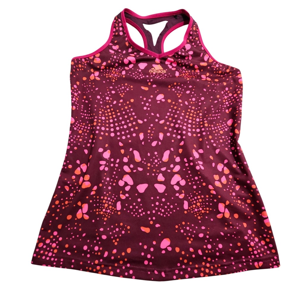 Adidas Tank Top Womens Small Burgundy Pink Abstract Dot Climacool M61804